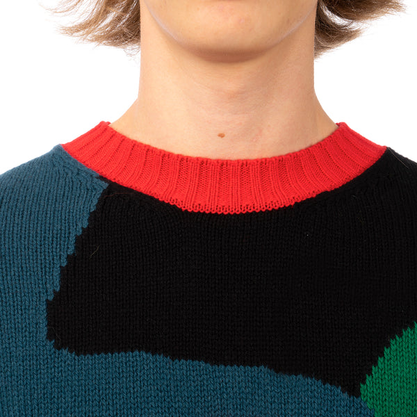 Walter Van Beirendonck | Demand Freedom Collared Knitted Crew Black - Concrete