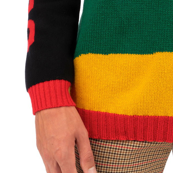 Walter Van Beirendonck | Demand Freedom Collared Knitted Crew Black - Concrete