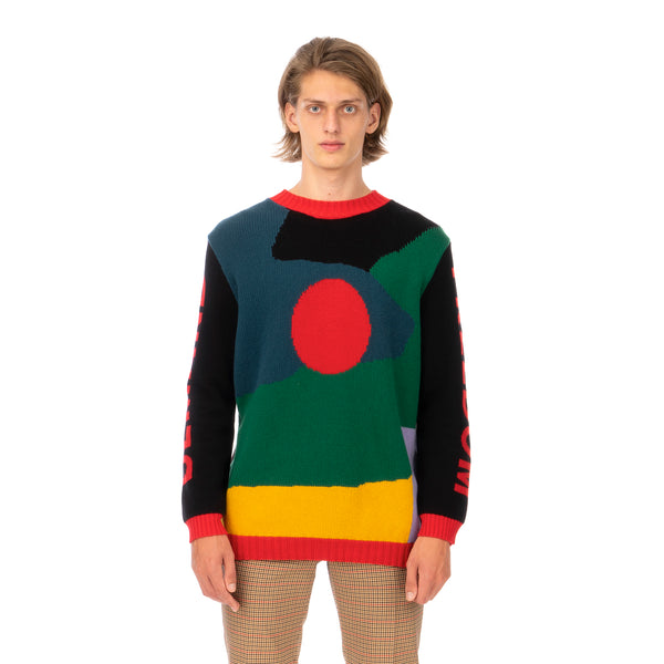 Walter Van Beirendonck | Demand Freedom Collared Knitted Crew Black - Concrete
