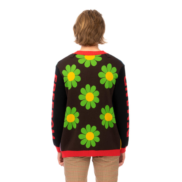 Walter Van Beirendonck | Demand Freedom Collared Knitted Crew Black - Concrete