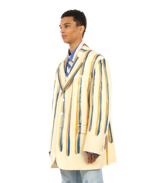 Marni | Watercolour Stripe 'Grain De Poudre' Jacket Antique White - Concrete