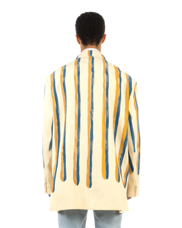 Marni | Watercolour Stripe 'Grain De Poudre' Jacket Antique White - Concrete