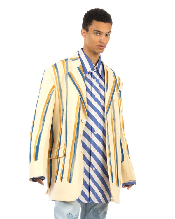 Marni | Watercolour Stripe 'Grain De Poudre' Jacket Antique White - Concrete