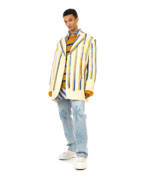 Marni | Watercolour Stripe 'Grain De Poudre' Jacket Antique White - Concrete