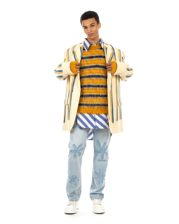 Marni | Watercolour Stripe 'Grain De Poudre' Jacket Antique White - Concrete