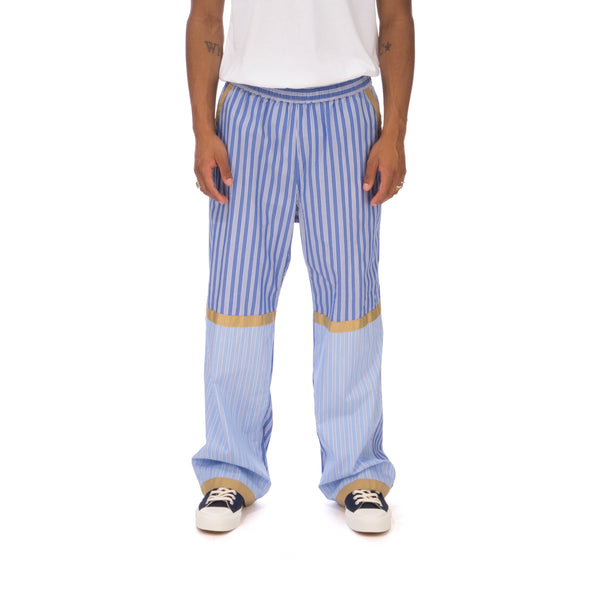 White Mountaineering | Stripe Taped Wide Pants Blue - Concrete