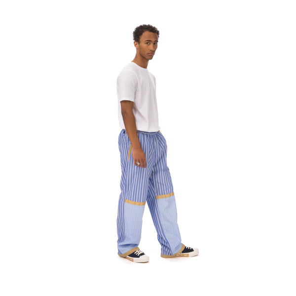 White Mountaineering | Stripe Taped Wide Pants Blue - Concrete
