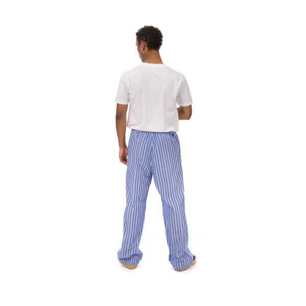 White Mountaineering | Stripe Taped Wide Pants Blue - Concrete