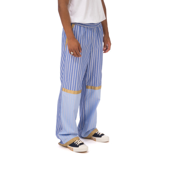 White Mountaineering | Stripe Taped Wide Pants Blue - Concrete