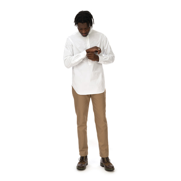 YOOST | Mandarin Collar Shirt White Poplin - Concrete