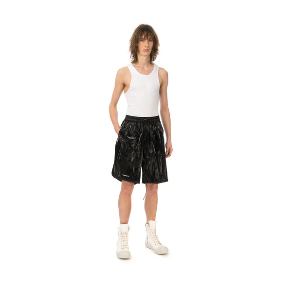 asparagus_ | Inside Out Foil Shorts Black - Concrete