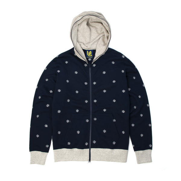 Ice Cream | Cones & Bones Embroidered Full Zip Hoodie Navy - Concrete