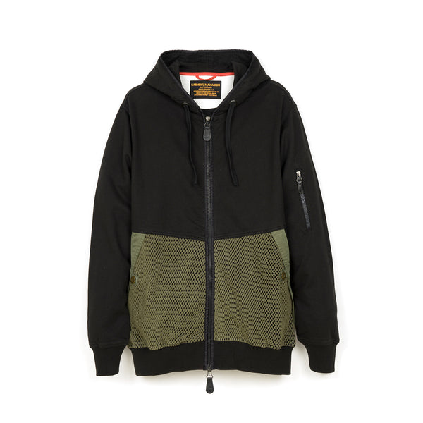 maharishi | Cargo Net Hooded Sweat Black/Maha Olive - Concrete