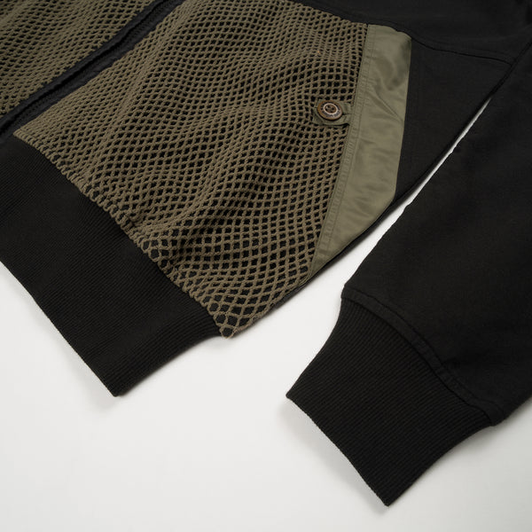 maharishi | Cargo Net Hooded Sweat Black/Maha Olive - Concrete