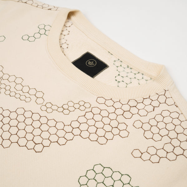 maharishi | Hex Crew Sweat Afghan Cream - Concrete