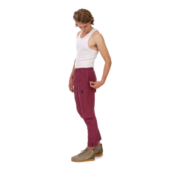 maharishi | Vegetable Dyed Asymmetric Trackpants Wine Red - Concrete