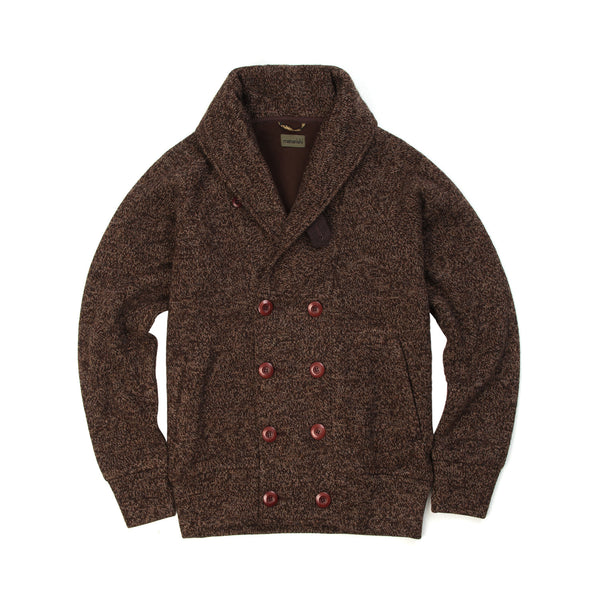 Maharishi Shawl Ribbed Knit Jacket Brown Melange - Concrete