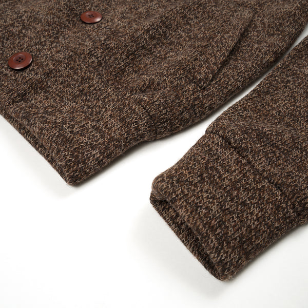 Maharishi Shawl Ribbed Knit Jacket Brown Melange - Concrete
