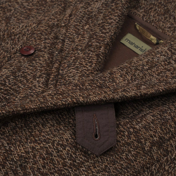 Maharishi Shawl Ribbed Knit Jacket Brown Melange - Concrete