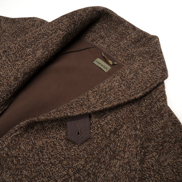 Maharishi Shawl Ribbed Knit Jacket Brown Melange - Concrete