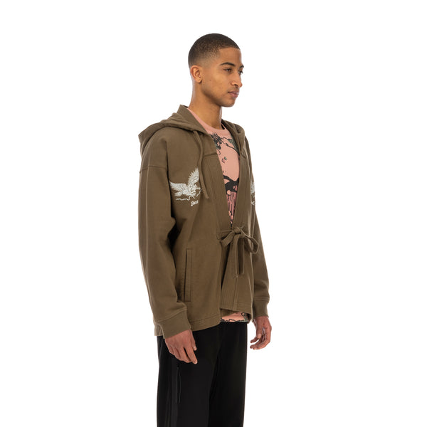 maharishi | Drone Eagle Hooded Sweat Kimono Maha Olive - Concrete