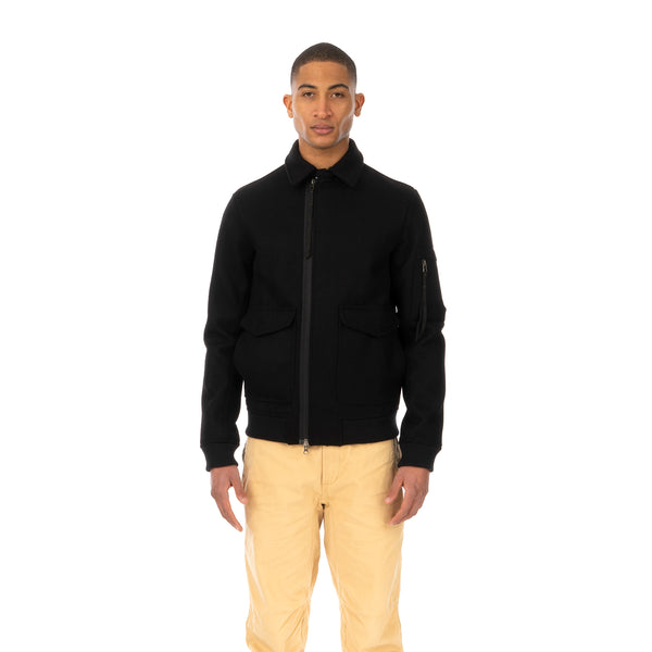 maharishi | Ghillie Flight Jacket Melton Wool Black - Concrete