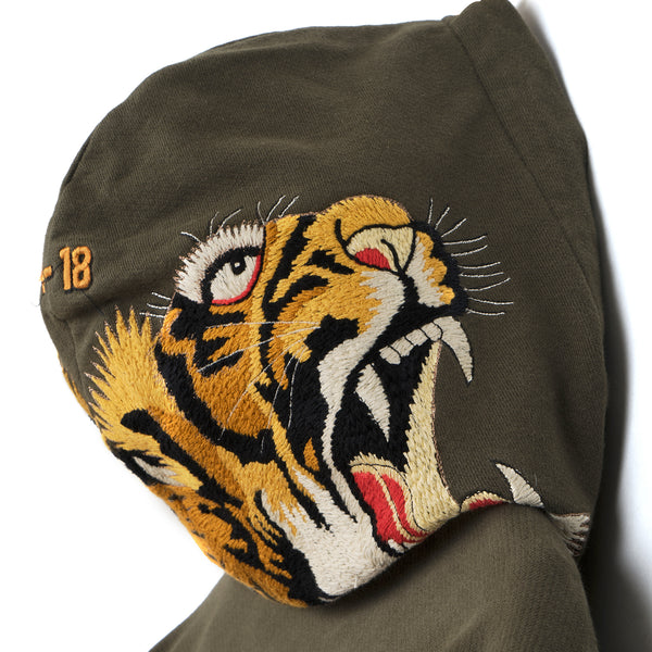 maharishi | Tiger Style Zipped Hooded Sweat Mil Olive - Concrete